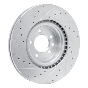 Land Rover Range Rover Brake Rotor (1) - Front Left - R1 Concepts - Drilled & Slotted - Silver - `18-`24